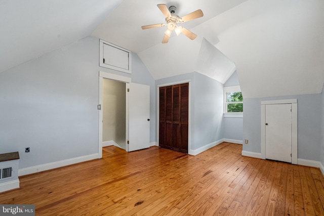 5604 Edgemont Dr, Alexandria, VA 22310 - additional living space featuring light wood finished floors, ceiling fan, lofted ceiling, and baseboards