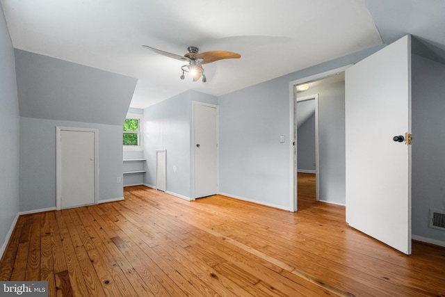 5604 Edgemont Dr, Alexandria, VA 22310 - bonus room with a ceiling fan, hardwood / wood-style flooring, vaulted ceiling, and baseboards