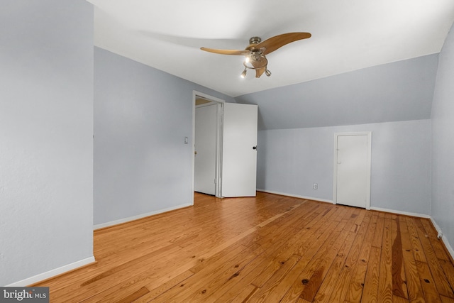 5604 Edgemont Dr, Alexandria, VA 22310 - bonus room with ceiling fan, hardwood / wood-style flooring, baseboards, and vaulted ceiling