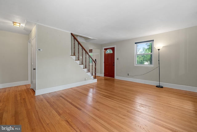 5604 Edgemont Dr, Alexandria, VA 22310 - entryway featuring light wood-style flooring, stairs, and baseboards