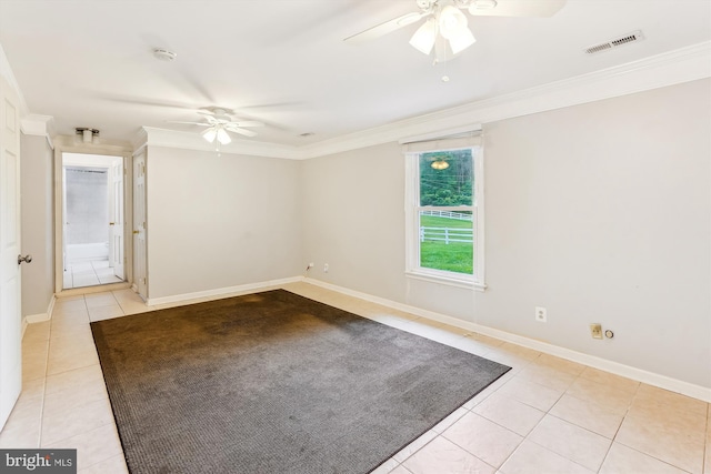 46 Misty Ln, Stafford, VA 22556 - unfurnished room with a ceiling fan, light tile patterned floors, crown molding, a smoke detector, and baseboards
