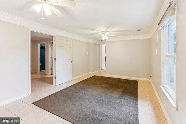 46 Misty Ln, Stafford, VA 22556 - empty room with a ceiling fan, light tile patterned floors, crown molding, and baseboards
