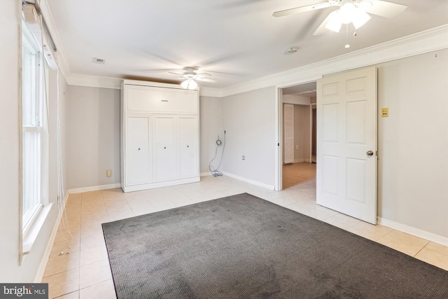 46 Misty Ln, Stafford, VA 22556 - unfurnished bedroom featuring light tile patterned floors, crown molding, ceiling fan, and baseboards