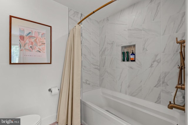 11111 Willow Bottom Dr, Columbia, MD 21044 - bathroom with shower / bath combo with shower curtain, toilet, and baseboards