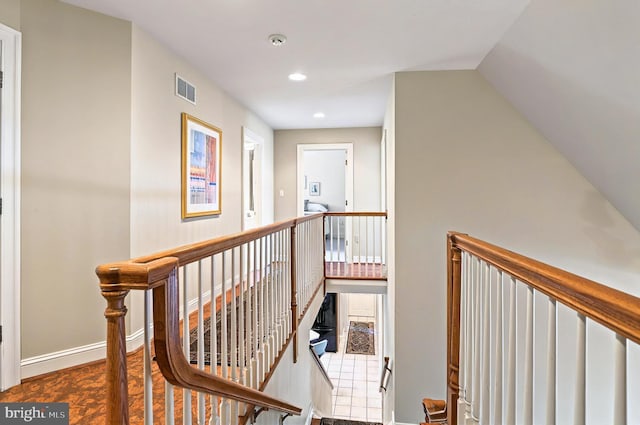 826 Bent Creek Dr, Lititz, PA 17543 - corridor featuring an upstairs landing, recessed lighting, baseboards, and tile patterned floors