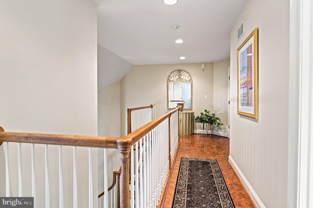 826 Bent Creek Dr, Lititz, PA 17543 - hall featuring recessed lighting, baseboards, an upstairs landing, and wood finished floors