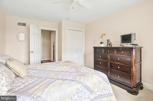 826 Bent Creek Dr, Lititz, PA 17543 - bedroom with baseboards, a closet, carpet flooring, and ceiling fan