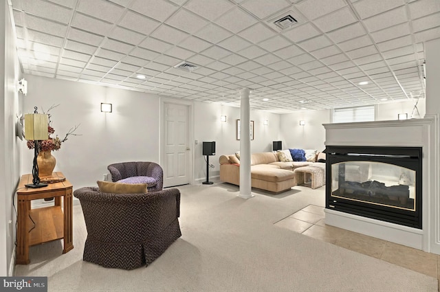 826 Bent Creek Dr, Lititz, PA 17543 - living room featuring a multi sided fireplace and carpet flooring