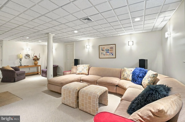 826 Bent Creek Dr, Lititz, PA 17543 - living room featuring carpet flooring, ornate columns, and recessed lighting