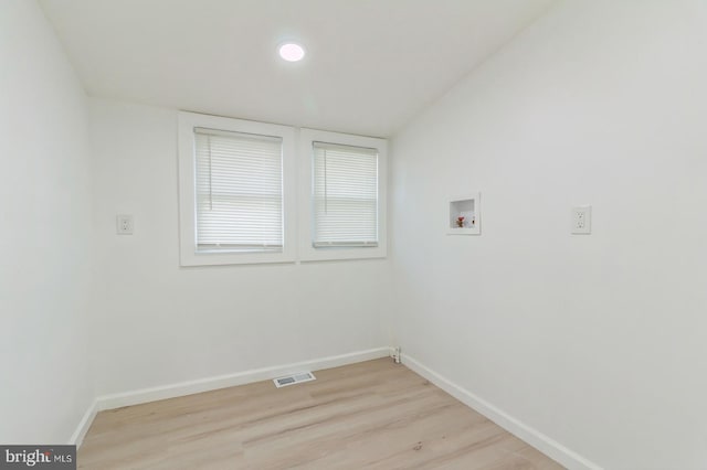 395 Main St, Cedarville, NJ 08311 - laundry area with hookup for a washing machine, light wood-style flooring, and baseboards