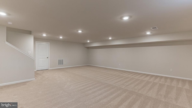 139 Erica Ln, Columbia, PA 17512 - finished below grade area featuring light carpet, baseboards, and recessed lighting