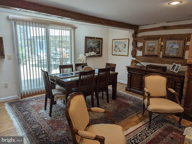 2834 E Boss Arnold Rd, Jefferson, MD 21755 - dining space with wood finished floors, recessed lighting, baseboards, and beam ceiling
