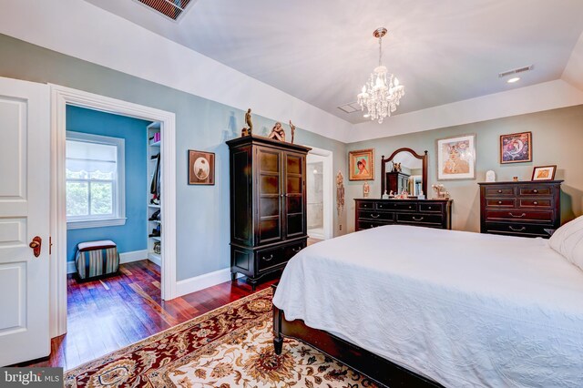 315 Linden Ave, Doylestown, PA 18901 - bedroom with dark wood-type flooring, a chandelier, and baseboards