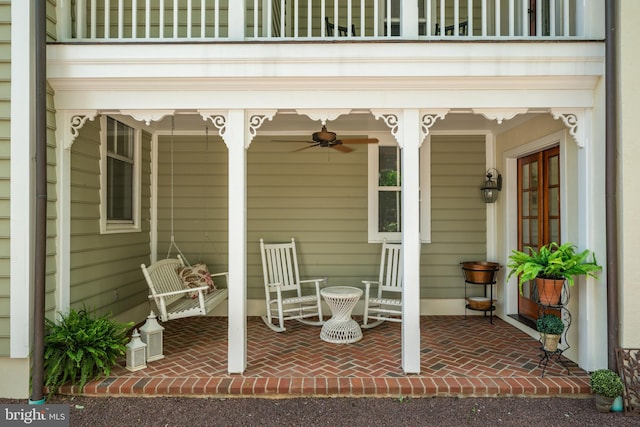 315 Linden Ave, Doylestown, PA 18901 - porch featuring a balcony and ceiling fan