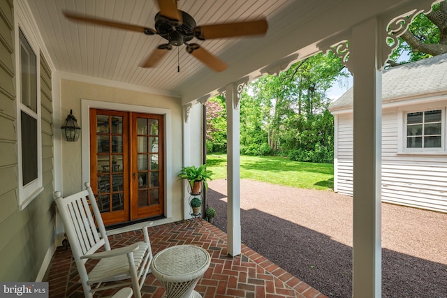 315 Linden Ave, Doylestown, PA 18901 - view of patio / terrace featuring french doors and a ceiling fan