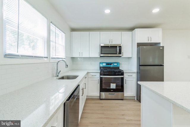 229 Shoemaker Rd, Bridgeton, NJ 08302 - kitchen with appliances with stainless steel finishes, a sink, white cabinets, backsplash, and recessed lighting