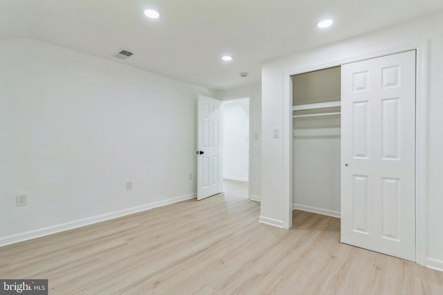229 Shoemaker Rd, Bridgeton, NJ 08302 - unfurnished bedroom with light wood-type flooring, recessed lighting, a closet, and baseboards