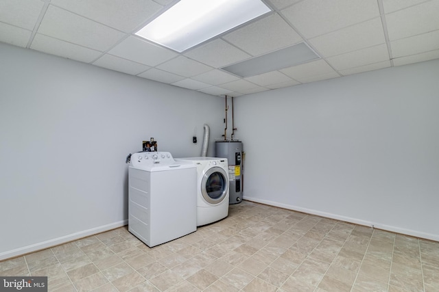 830 Willow Way, Prince Frederick, MD 20678 - washroom featuring washing machine and clothes dryer, water heater, and baseboards