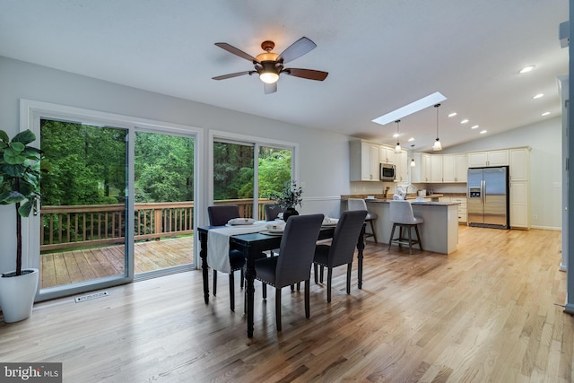 830 Willow Way, Prince Frederick, MD 20678 - dining space with ceiling fan, lofted ceiling, light wood-style flooring, recessed lighting, and baseboards