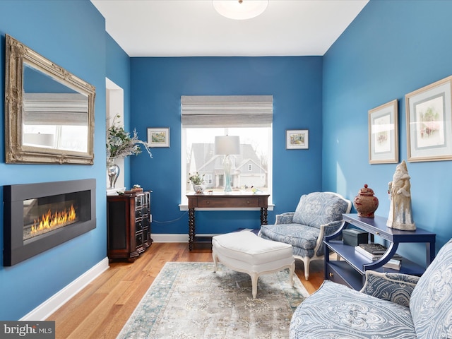 103 Titmouse Ct, Lake Frederick, VA 22630 - living area with a glass covered fireplace, wood finished floors, and baseboards