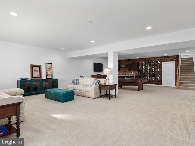 103 Titmouse Ct, Lake Frederick, VA 22630 - living area with light carpet, stairway, and recessed lighting