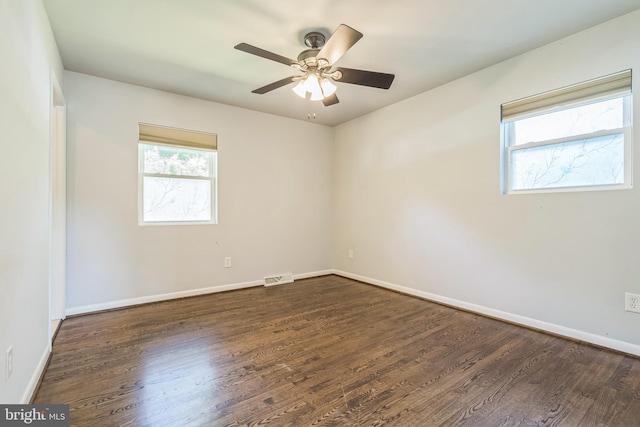 1808 Sara Ave, Severn, MD 21144 - spare room with dark wood finished floors, ceiling fan, and baseboards