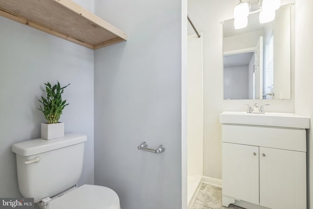 1808 Sara Ave, Severn, MD 21144 - full bath featuring toilet, vanity, a shower, tile patterned flooring, and baseboards