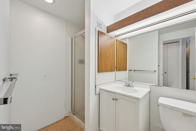 3601 Clarks Ln Unit 424, Baltimore, MD 21215 - full bathroom featuring vanity, a stall shower, toilet, tile patterned flooring, and recessed lighting