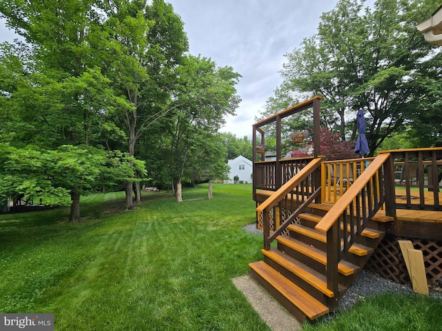5441 Gladewright Dr, Centreville, VA 20120 - view of green lawn with a wooden deck