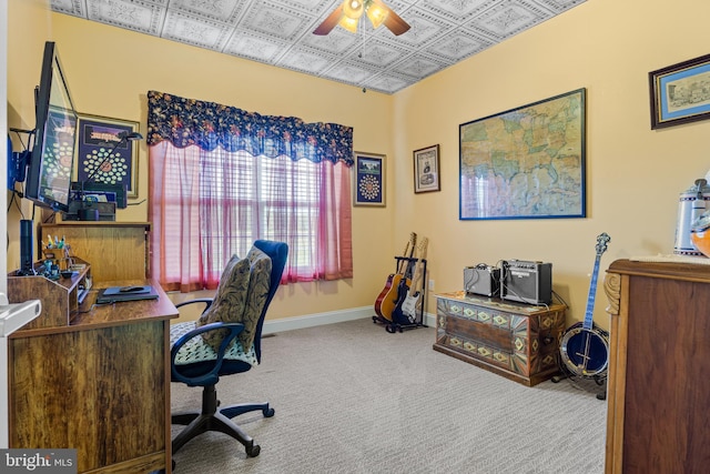 20843 Country Rd, Georgetown, DE 19947 - office with carpet, a ceiling fan, and baseboards