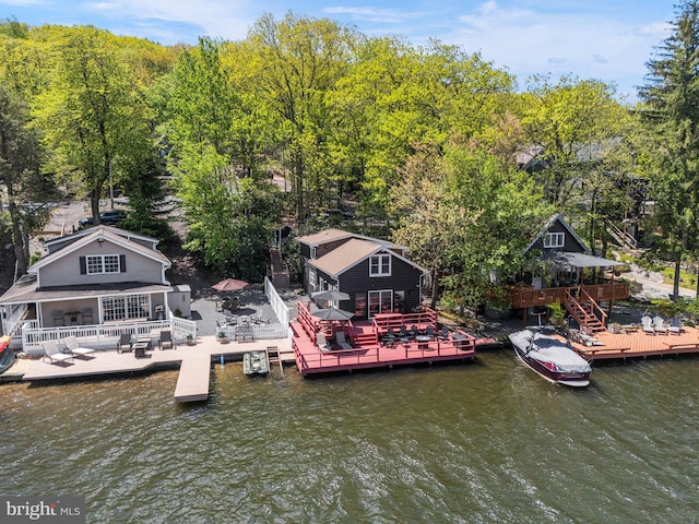 36 S Lake Dr, Lake Harmony, PA 18624 - dock with stairs and a deck with water view