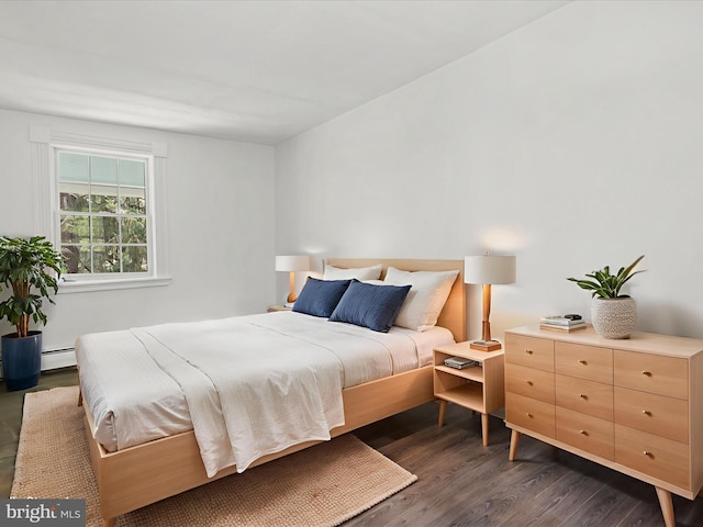 8301 Crestridge Rd, Fairfax Station, VA 22039 - bedroom featuring baseboard heating and dark wood-style floors