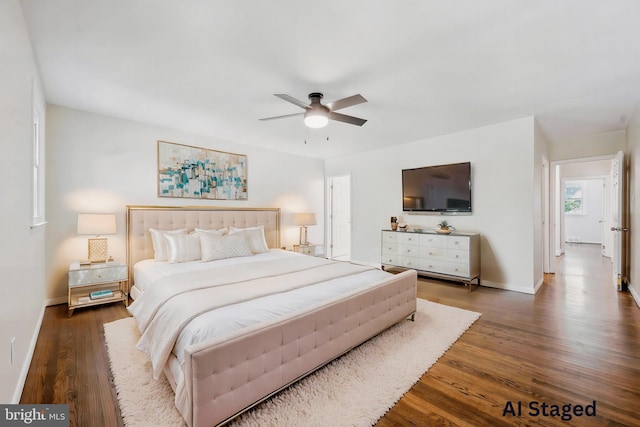 7715 Doe Ln, Glenside, PA 19038 - bedroom featuring wood finished floors, baseboards, and ceiling fan