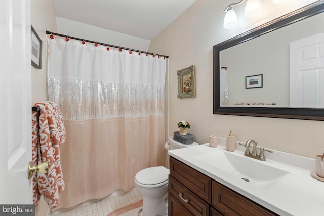 3214 Charing Cross Unit 18, Wilmington, DE 19808 - full bathroom featuring vanity, toilet, tile patterned flooring, and a shower with shower curtain