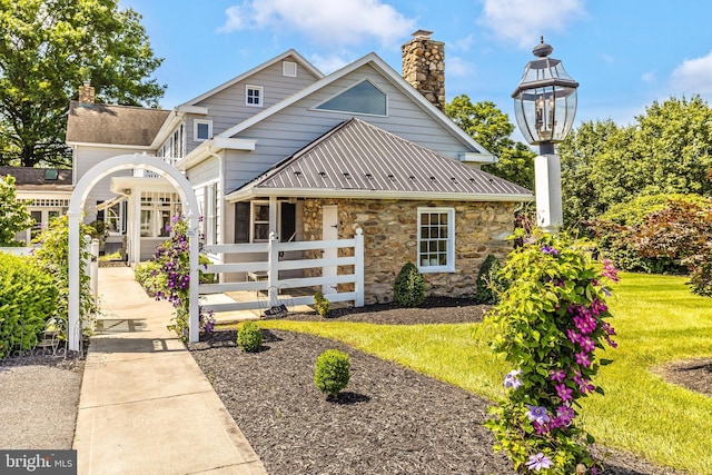 8423 Yellow Springs Rd, Frederick, MD 21702 - view of front facade featuring a chimney and stone siding