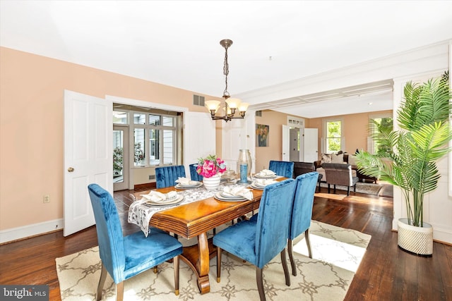 8423 Yellow Springs Rd, Frederick, MD 21702 - dining area with a chandelier, hardwood / wood-style flooring, and baseboards