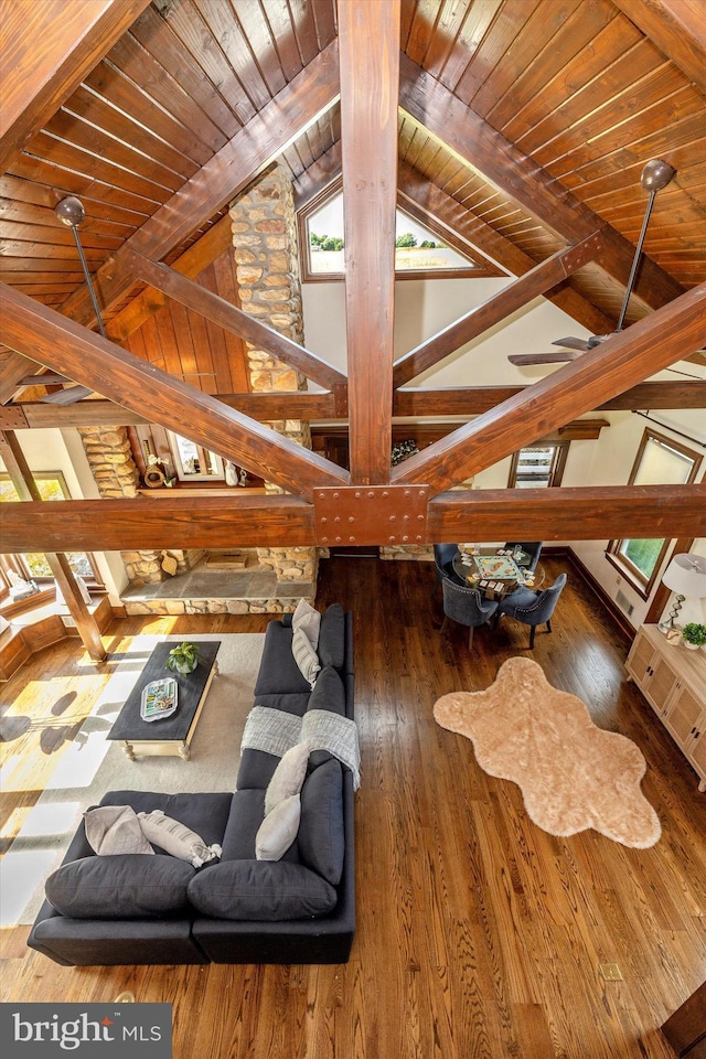 8423 Yellow Springs Rd, Frederick, MD 21702 - living area with wooden ceiling and wood-type flooring
