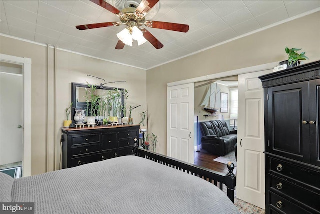410 Windsor St, Wyomissing, PA 19610 - bedroom featuring ornamental molding and a ceiling fan