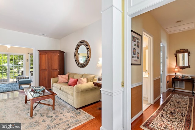 7482 Jeffreys Way, Easton, MD 21601 - living room with wood finished floors and ornate columns