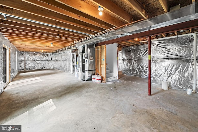 6712 Ridgecrest Rd, New Market, MD 21774 - unfinished basement featuring stairway and heating unit