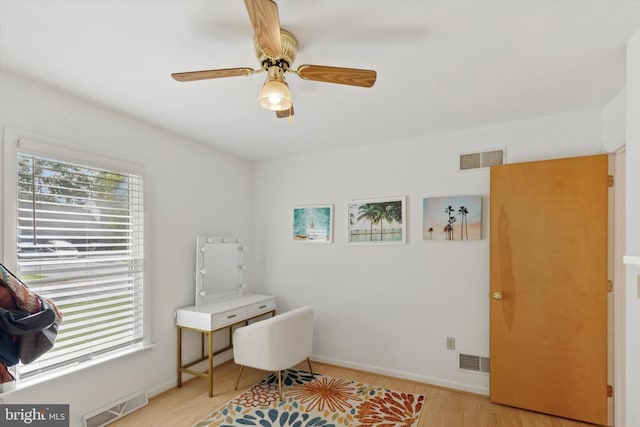 1069 Hearthstone Rd, Lancaster, PA 17603 - sitting room with a ceiling fan, wood finished floors, and baseboards