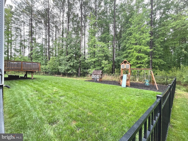 16801 Chalet Ct, Chesterfield, VA 23832 - view of yard featuring a playground and a deck