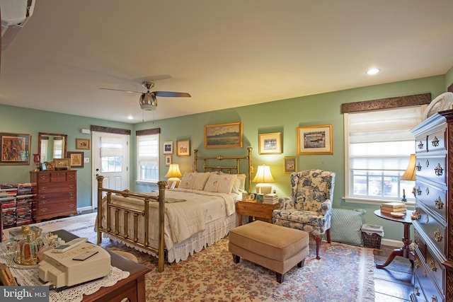 1249 Pebble Hill Rd, Doylestown, PA 18901 - bedroom with multiple windows, recessed lighting, baseboards, and a ceiling fan