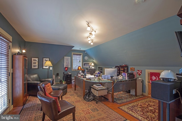 1249 Pebble Hill Rd, Doylestown, PA 18901 - office space featuring vaulted ceiling and wood finished floors