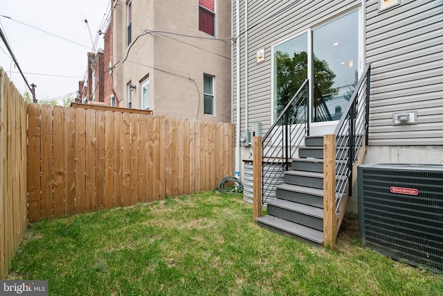 6210 Clearview St, Philadelphia, PA 19138 - view of yard with central AC and stairs
