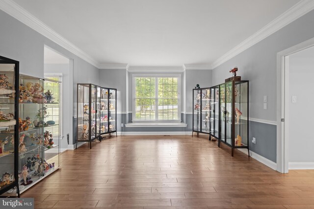 2 Jessica Ct, Tabernacle, NJ 08088 - unfurnished living room with ornamental molding, baseboards, and wood finished floors
