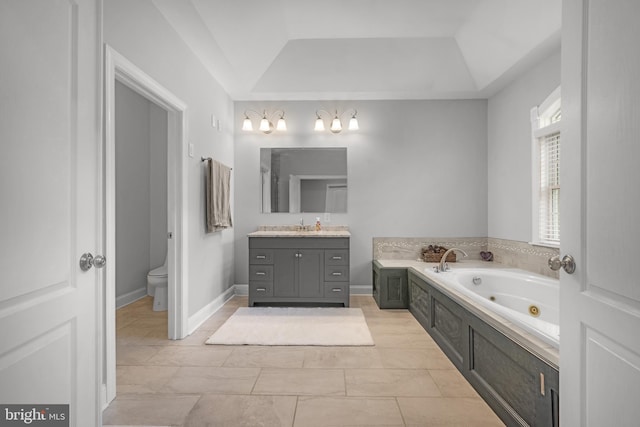 2 Jessica Ct, Tabernacle, NJ 08088 - full bath with a whirlpool tub, vanity, toilet, and a raised ceiling