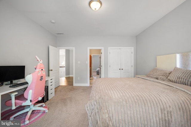 2 Jessica Ct, Tabernacle, NJ 08088 - bedroom with light colored carpet, an office area, a closet, and baseboards