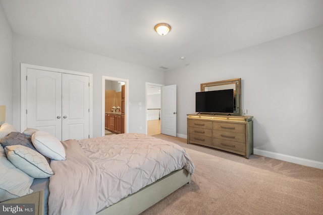 2 Jessica Ct, Tabernacle, NJ 08088 - bedroom featuring a closet, light carpet, baseboards, and ensuite bathroom