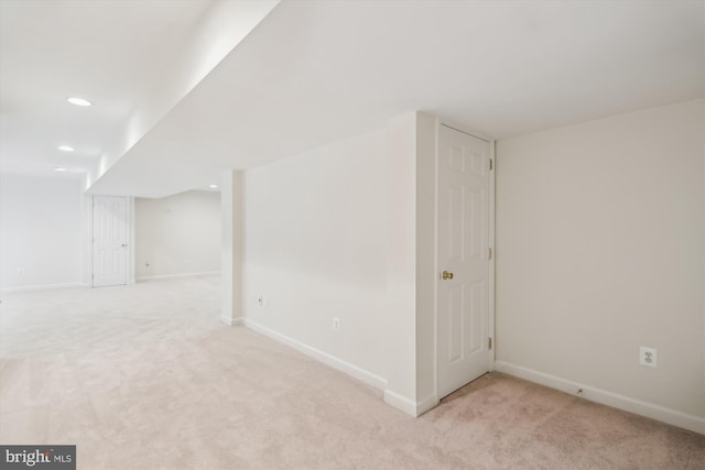14908 Little Bennett Dr, Clarksburg, MD 20871 - additional living space featuring light carpet, baseboards, and recessed lighting